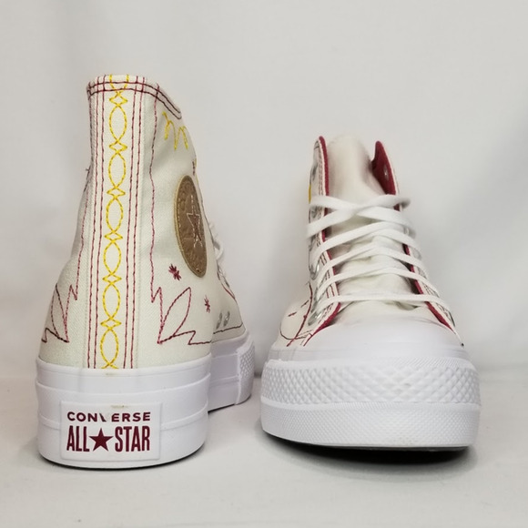 Converse Women's CTAS Lift Platform Western Stitch Size 9 Yellow A13395C NWT - Picture 7 of 8